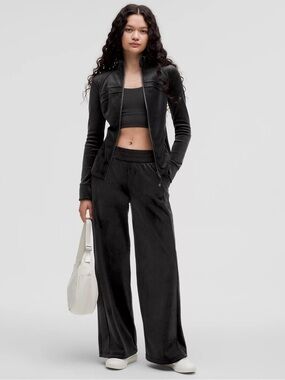 lululemon athletica Black Wide-Leg Velvet Lounge Pants